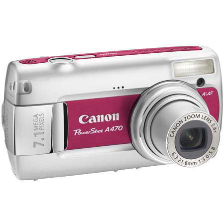 Canon PowerShot A470 Dig Cam, 7.1MP, Red w/ 2GB SD Card