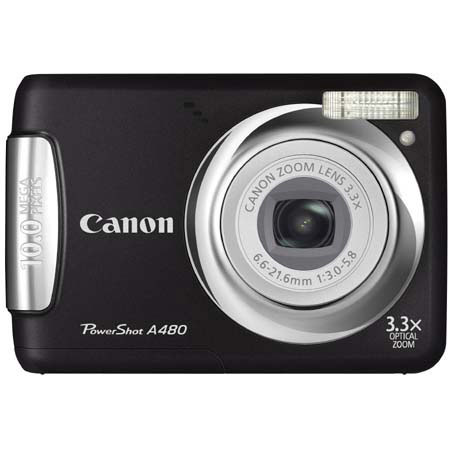 Canon PowerShot A480 Dig Cam w/10MP, 3.3x Opt Zm, Black