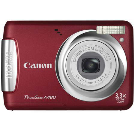 Canon PowerShot A480 Dig Cam Kit, Red w/2GB SD Mem Card