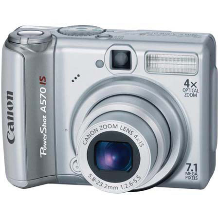Canon Powershot A570 IS Digital Camera, 7.1 Megapixel, 4x Optical Zoom, 4x Digital Zoom, 2.5" LCD Display - Refurbished