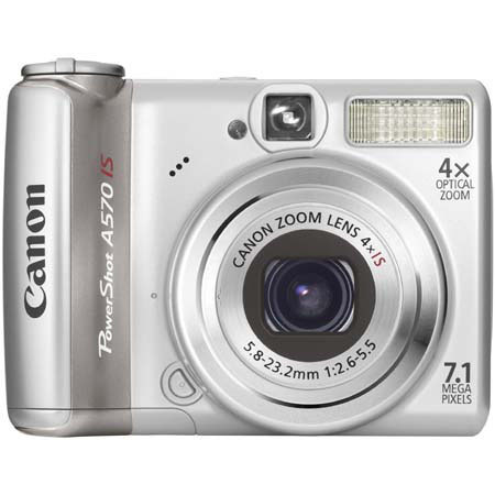 Canon Powershot A570 IS Digital Camera, 7.1 Megapixel, 4x Optical Zoom, 4x Digital Zoom, 2.5" LCD Display - Refurbished