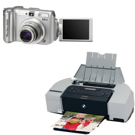 Canon Powershot A630 Digital Camera / Printer Kit with Canon Pixma iP6210D Photo Printer (Camera Color: Silver)