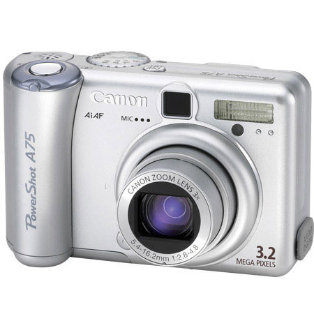 Canon Powershot A75 Point & Shoot Digital Camera Kit, 3.2 Megapixel, 3X Optical / 3.2X Digital Zoom