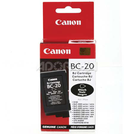 Canon BC-20 Black Ink Cartridge for Many BJC & Multipass Series Inkjet Printers.