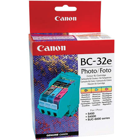 Canon BC-32e Color and Black Ink Cartridges for the BJC 6000 & S450 Inkjet Printers.