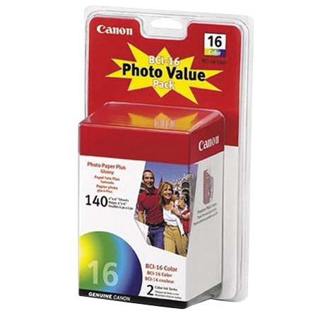 Canon BCI-16 Photo Value Pack for the Canon Selphy DS700, DS810 & Pixma iP90 Inkjet Printers with Color Inks & 4x6" Paper