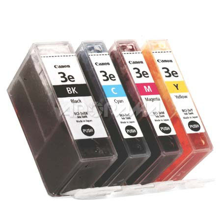 Canon BCI-3e Multi Pack of 4-Color Ink Tanks f/Many BJC, S & Multipass