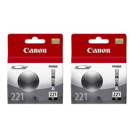 Canon 2 Pack CLI-221BK Black Ink Tank for Select PIXMA iP, MP, MX Series Printers
