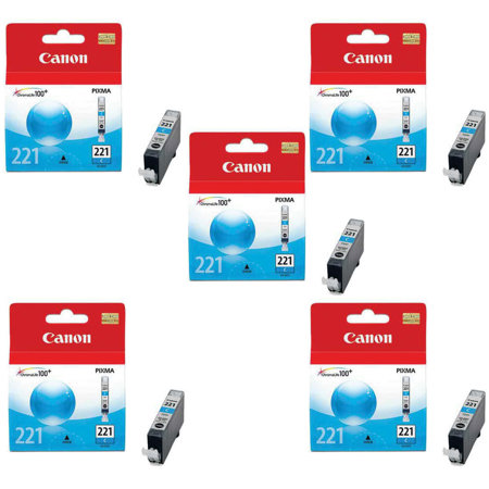 Canon 5 Pack CLI-221C Cyan Color Ink Tank for Select PIXMA iP, MP, MX Series Printers
