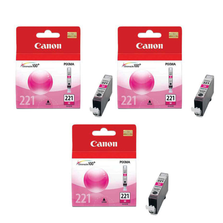 Canon 3 Pack CLI-221M Magenta Color Ink Tank for Select PIXMA Printers