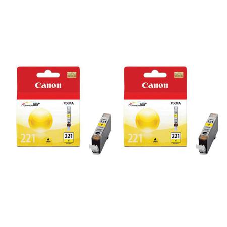 Canon 2 Pack CLI-221Y Yellow Color Ink Tank for Select PIXMA Printers
