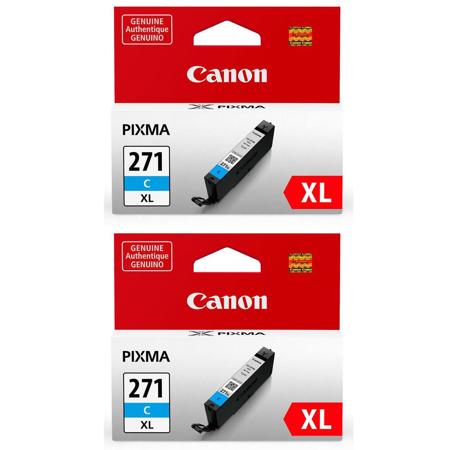 Canon 2 Pack CLI-271 XL Cyan Ink Tank for Select PIXMA MG, TS Series Printers - 10.8ml