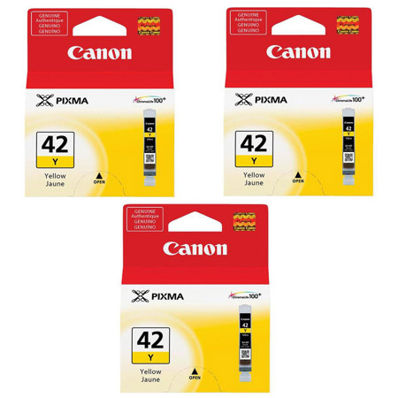 Canon CLI-42 Yellow Ink Cartridge for Pixma PRO-100 Inkjet Photo Printer, 3-Pack
