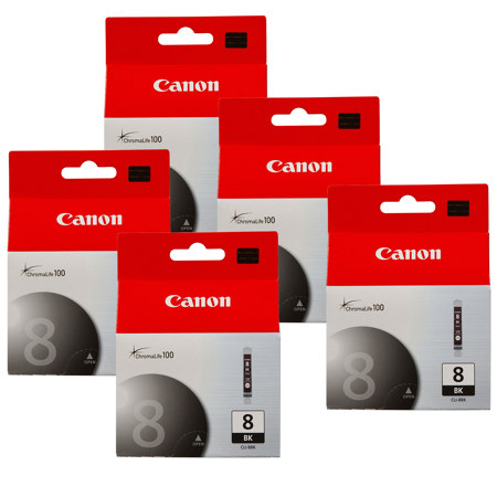 Canon CLI-8BK Black Ink Cartridge for Select PIXMA iP, MP, MX and PRO Series Printers, 5-Pack