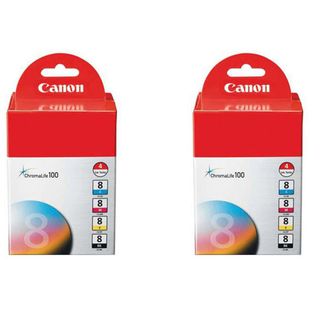 Canon CLI-8 4-Color Ink Pack for Select PIXMA Printers, 2-Pack