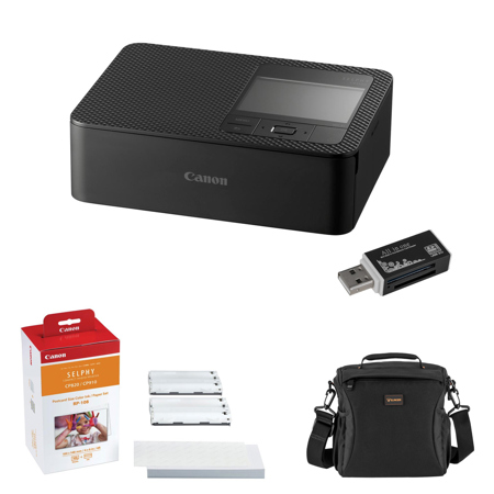 Canon SELPHY CP1500 Wireless Compact Photo Printer, Black w/Ink/Paper Set, Bag