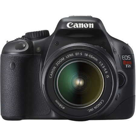 Canon EOS Rebel T2i 18 MP Digital SLR w/18-55mm EF-S Lens, Black - Refurbished