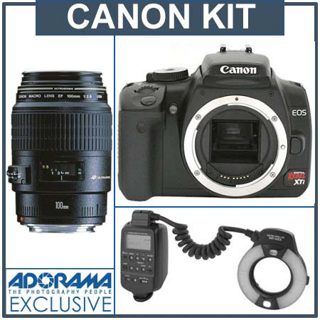 Canon EOS Rebel XTi Black Dental Camera Outfit with Canon 100mm f2.8 USM Macro Lens & MR-14 Macro Ring Lite