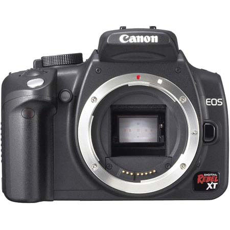 Canon EOS Rebel XT Black SLR Camera Kit, with 2 GB CF Memory Card, Spare NB-2LH Lithium-Ion Rechargeable Battery, Slinger System Bag