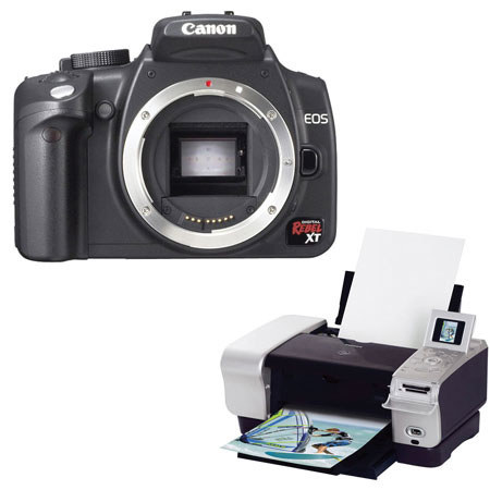 Canon EOS Rebel XT SLR Camera Body Kit, 8 Megapixel, U.S.A. Warranty - Black Finish With Canon IP6000D 6 Color Printer