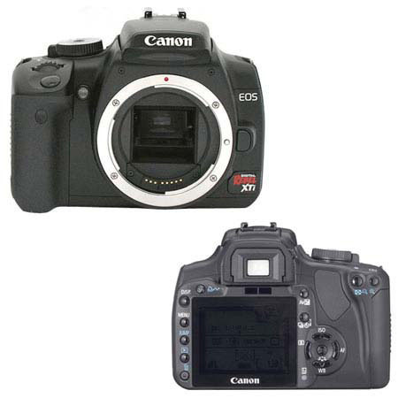 Canon EOS Rebel XTi Black SLR Camera Kit, with 4GB CF Memory Card, Spare NB-2LH Lithium-Ion Rechargeable Battery, Camera Case