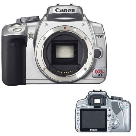 Canon EOS Rebel XTi Chrome SLR Camera Kit, with 2 GB CF Memory Card, Spare NB-2LH Lithium-Ion Rechargeable Battery, Slinger System Bag