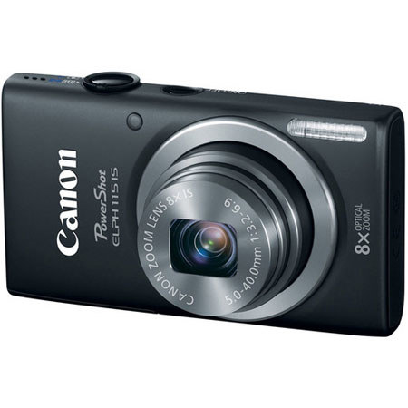 Canon PowerShot ELPH 115 IS Digital Camera, Black, Bundle w/Case, 8GB Card