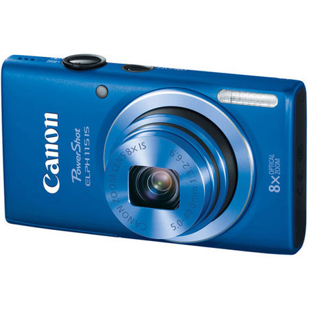 Canon PowerShot ELPH 115 IS Digital Camera, Blue, Bundle with Case, 8GB Card