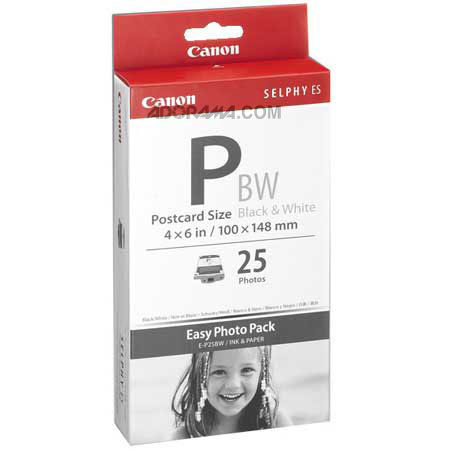 Canon E-C25BW Easy Photo Pack, Ink and Paper Set 4x6in