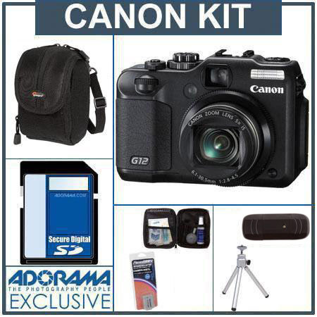 Canon PowerShot G12 Digital Camera Kit, 8GB