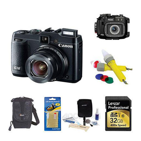 Canon PowerShot G16 Digital Camera With Underwater Housing Bundle