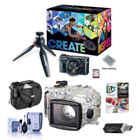 Canon PowerShot G7 X Mark II Camera and Video Kit W/WP-DC55 Waterproof Case/More