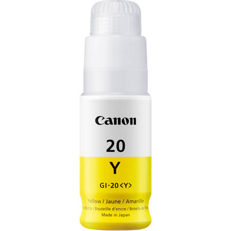 Canon GI-20 Yellow Ink Bottle for PIXMA G Series MegaTank Printers, 70ml