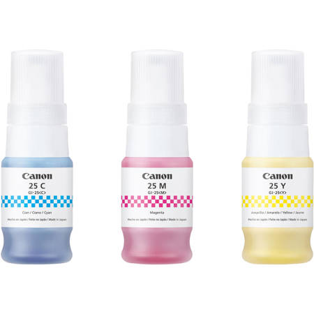 Canon GI-25 Cyan/Magenta/Yellow Ink Bottle Value Pack for MAXIFY GX2020 & GX1020
