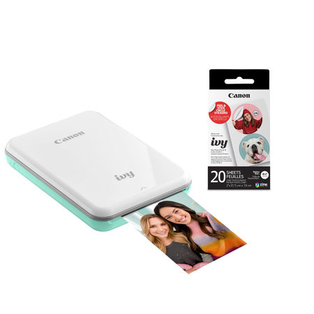 Canon Ivy Mini Photo Printer for Smartphones (Mint Green) & Zink™ Sticky  Back Photo Paper Pack (100 Sheets) & Zink Photo Paper Pack, 50 Sheets