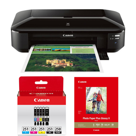 Canon PIXMA iX6820 Wireless Inkjet Business Printer, Bundle with Color Ink Pack and 20-Sheet Glossy Photo Paper