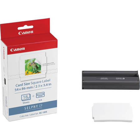 Canon KC-18IS Square Label Ink & Paper Set for SELPHY CP900/10