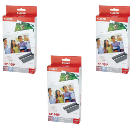 Canon KP-36IP Color Ink/Paper Set for CP Printers, 4x6 Paper, 36 Sheets,  3-Pack