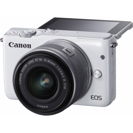 Canon EOS M10 Mirrorless with Silver 15-45mm STM Lens, White