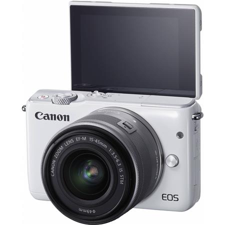 Canon EOS M10 Mirrorless with Silver 15-45mm STM Lens, White 0922C011