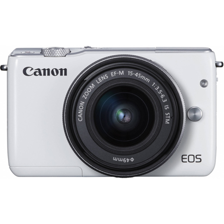 Canon EOS M10 Mirrorless with Silver 15-45mm STM Lens, White