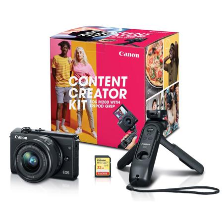 Canon EOS M200 Content Creator Kit with Tripod Grip & EF-M 15-45mm Lens, Black