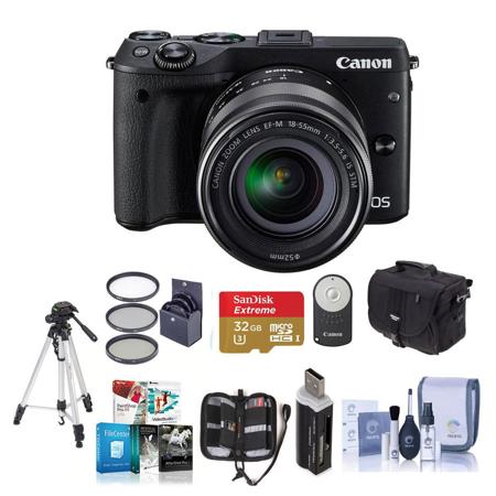 Canon EOS M3 Mirrorless with 18-55mm STM Lens and Premium Kit, Black