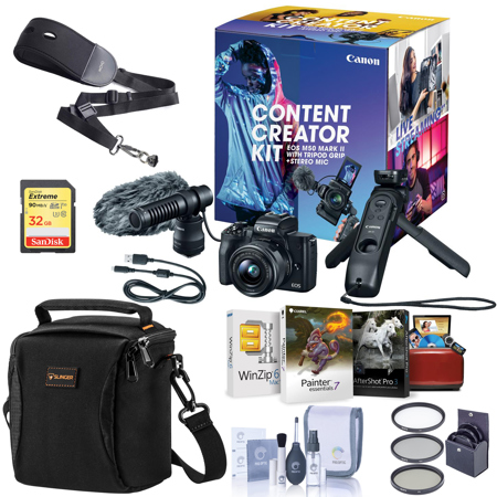 Canon EOS M50 M II Mirrorless Camera w/15-45mm Lens Creator Kit w/Mac Software