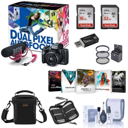 Canon EOS M50 Mirrorless Camera Video Creator Kit, Black W/ Free Pc Acc Bundle