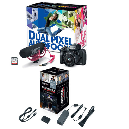 Canon EOS M50 Mirrorless Camera Video Creator Kit, Black with Webcam Starter Kit
