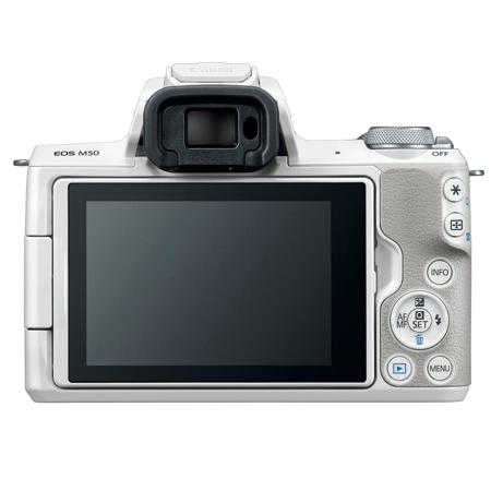 Canon EOS M50 Mirrorless Camera with 15-45mm STM Lens, White