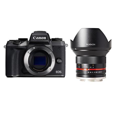 Canon EOS M5 Mirrorless Digital Camera Body With Rokinon 12mm f/2.0 NCS CS Lens