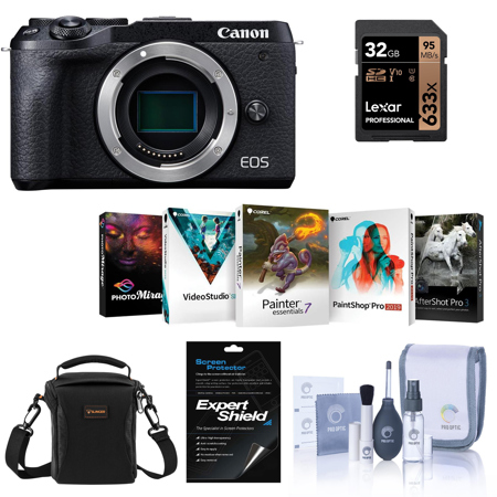 Canon EOS M6 Mark II Mirrorless Digital Camera Body, Black W/Free PC Acc Bundle