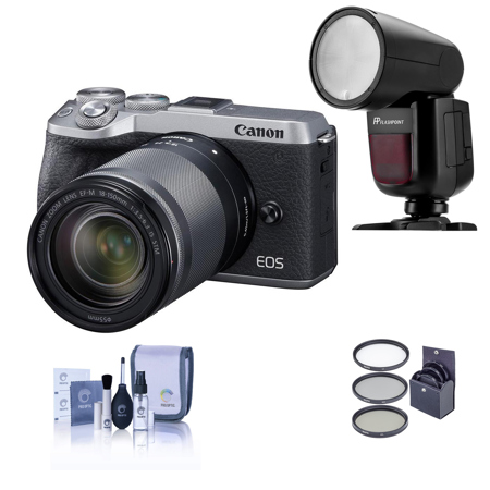 Canon EOS M6 Mark II Mirrorless Camera,18-150mm Lens, EVF-DC2,Silver W/Flash Kit